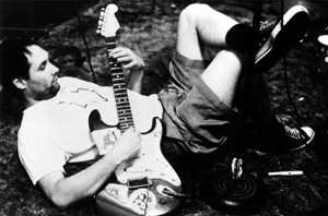 Bunkbed Boys guitarist "Lazy" Eric had seen other guitarists fall to the ground and keep playing while writhing about on the floor, but he always was kind of a lazy fuck.