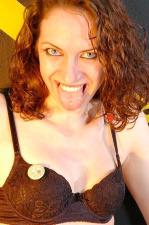 Marissa shows off her buttons. And she's wearing a Lollipop button too. | Photo by Lew