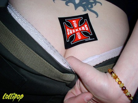 Sarah Michele has a Model Set as well, but I thought these "Do you want thumb in my ass, or no?" sticker shots fit nicely here. What shows you're a Lollipop fan more than sticking a thumb in yer ass? | Photo by Bruce Bettis