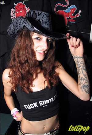 PaAmela workin' the Lollipop booth at the New England Metal and Hardcore Festival 2004. Check out PaAmela in the Models section. | Photo by Bruce Bettis