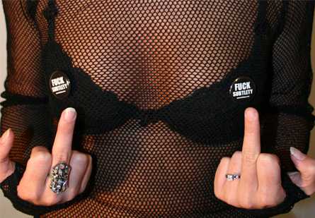 Eva Blake shows us her, uh, buttons | Photo by Vanessa Hamilton