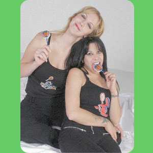 Dani and Myst make up, realizing they both look pretty damn hot in their Lollipop shirts. | Photo by Ralph Cavallone