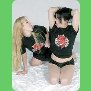 Dani and Myst fight over who looks best in their Lollipop shirt. | Photo by Ralph Cavallone
