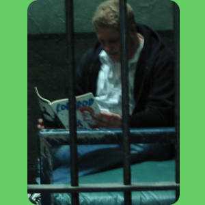 "Here's a pic of me enjoying my two favorite things.re-reading my back issues of Lollipop and doing a weekend in the clink."todd wolenski, loyal reader since '96